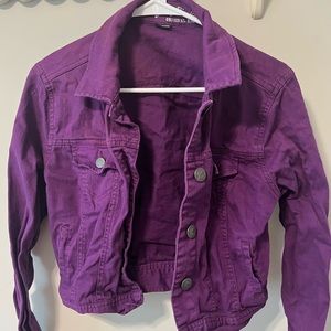 Cropped Purple Denim Jacket